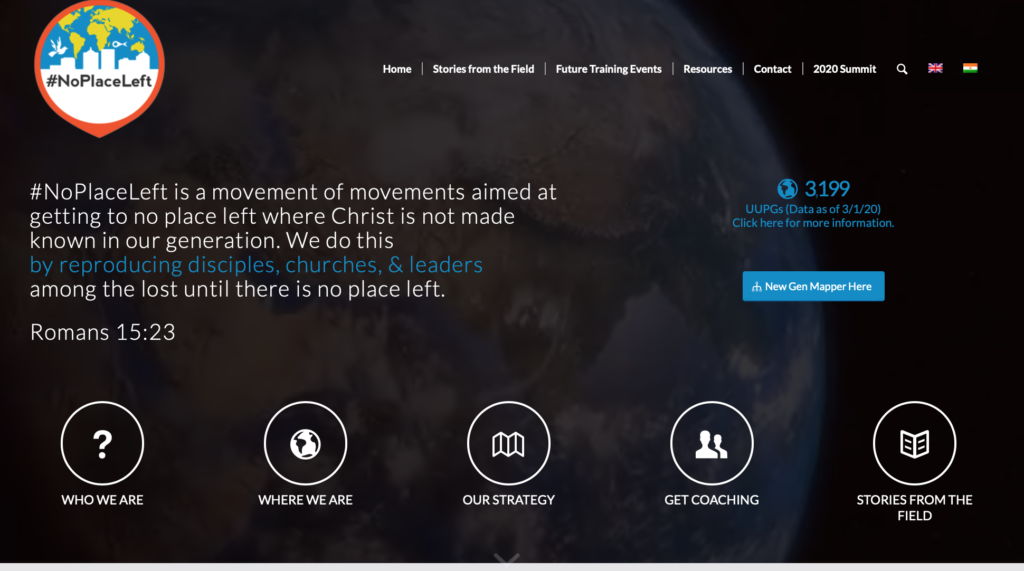 Screen Shot of the No Place Left Website