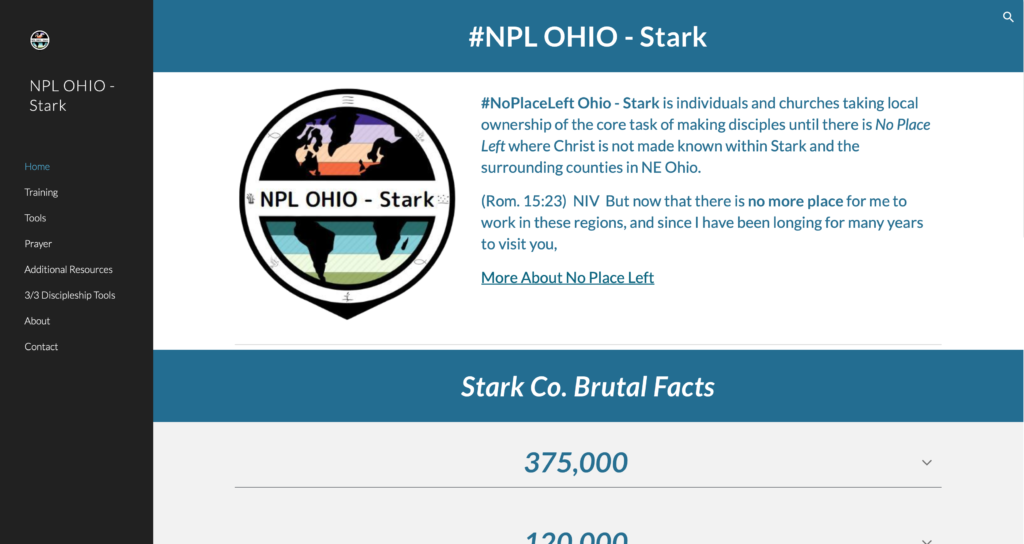 a screenshot of the #NoPlaceLeft Ohio - Stark website